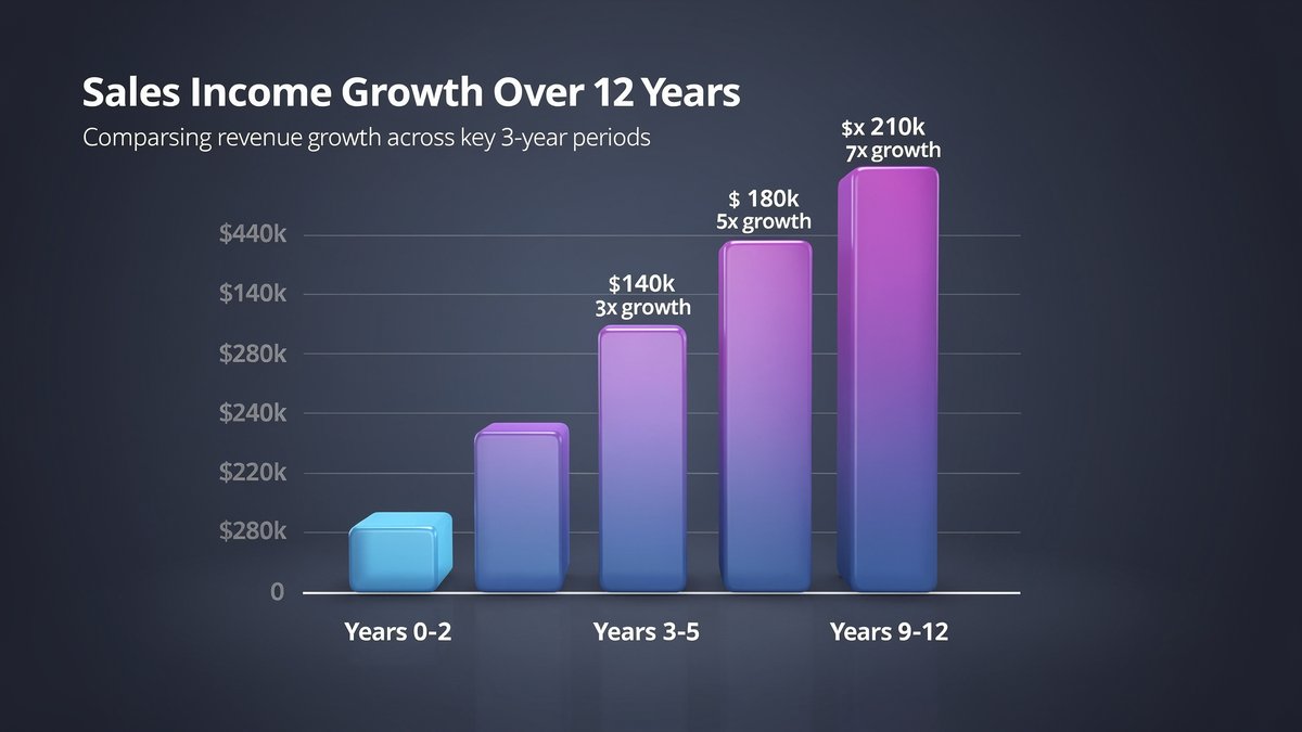 Comparativa de crecimiento salarial por nivel en carrera de ventas