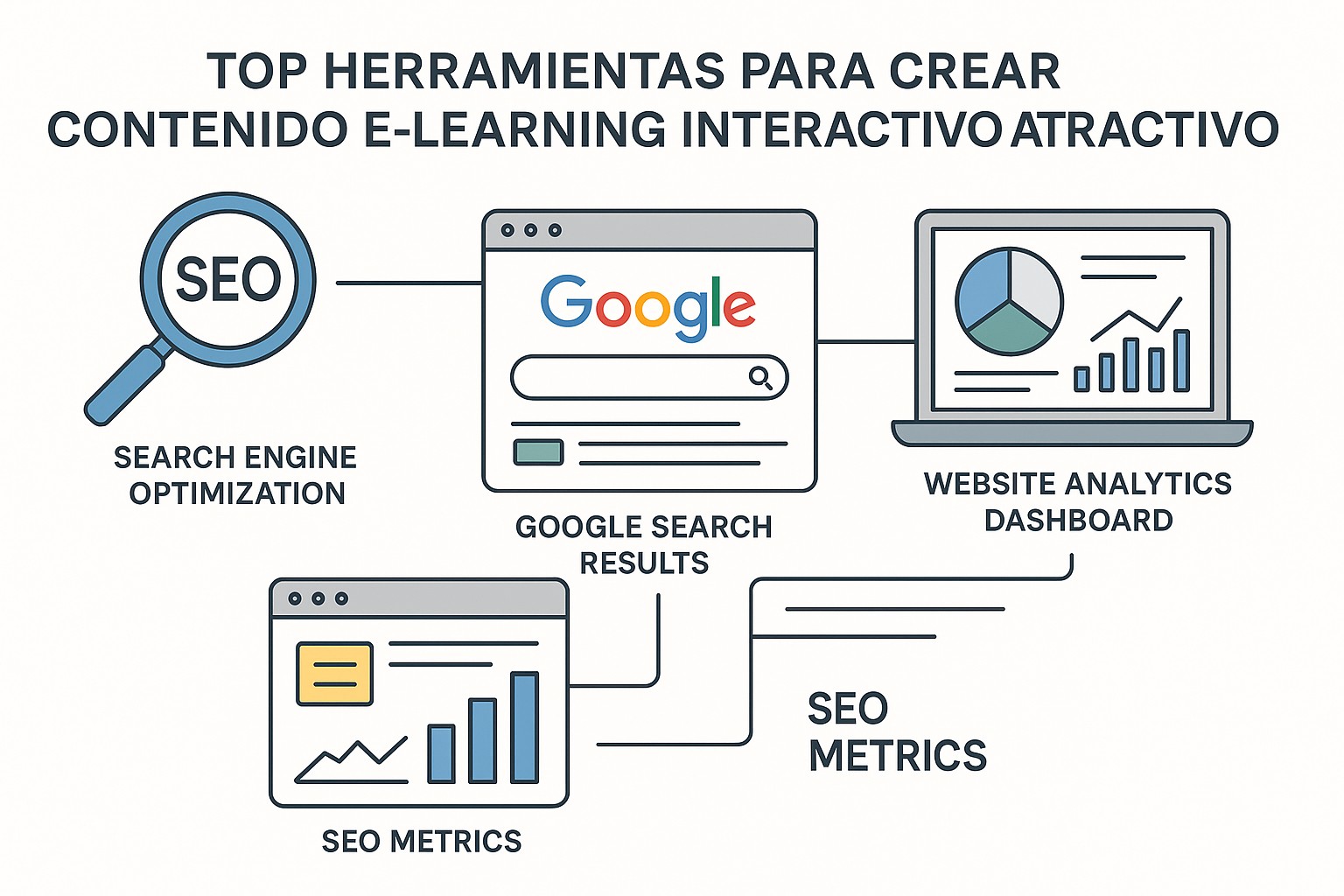 Ilustración sobre herramientas crear contenido elearning interactivo