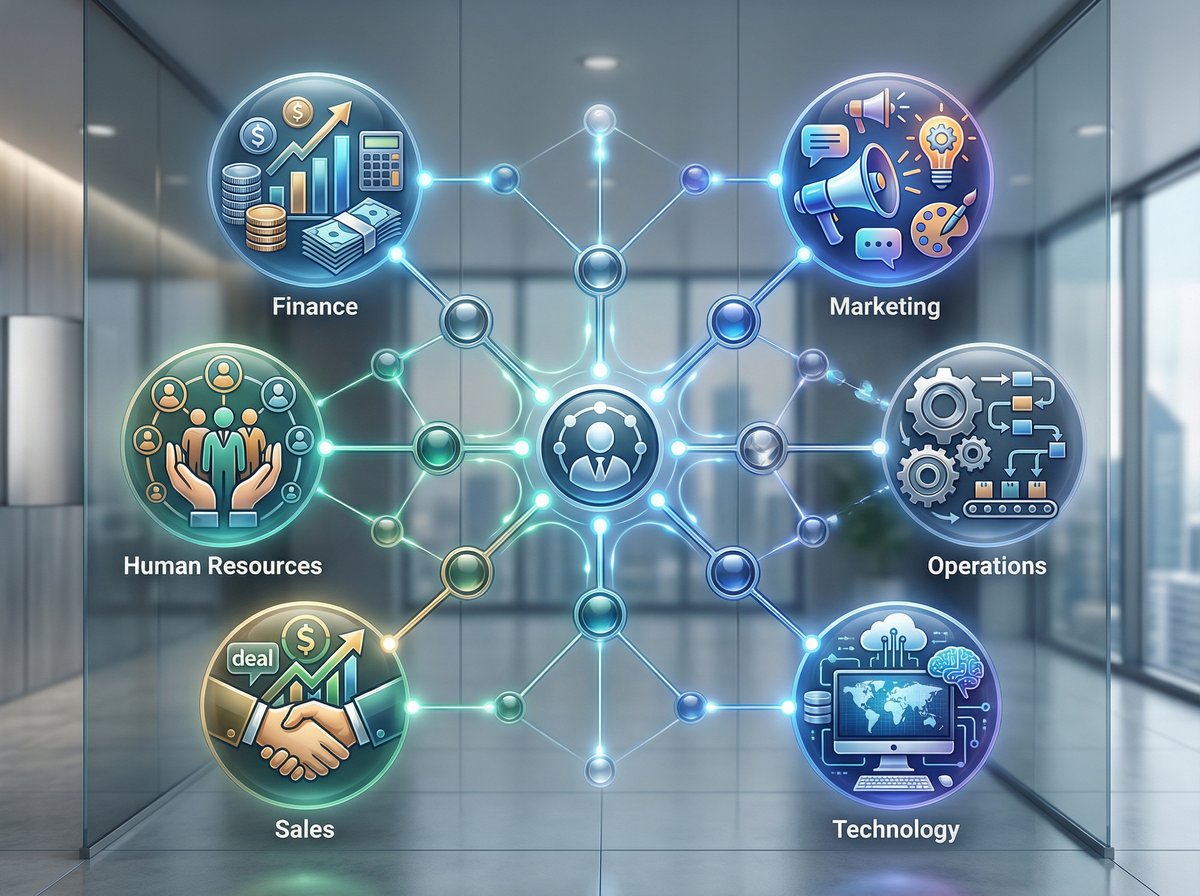 Áreas y departamentos de una empresa conectados