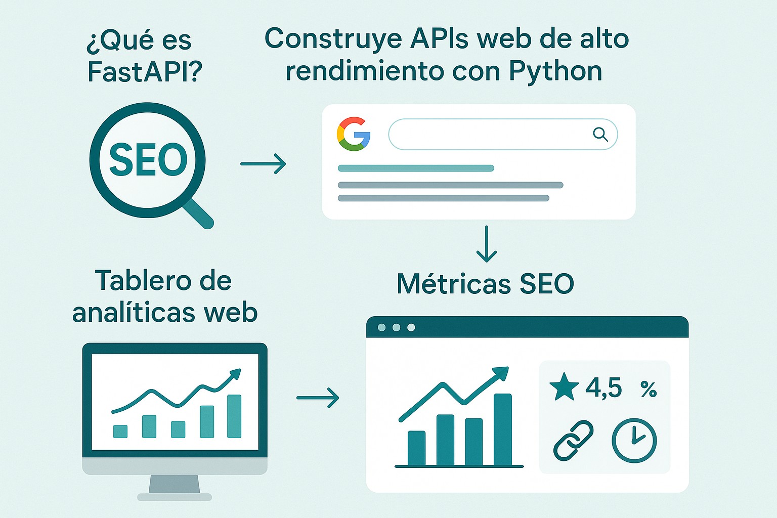 Infografía: conceptos clave de ¿Qué es FastAPI? Construye APIs web de alto rendimiento con Python