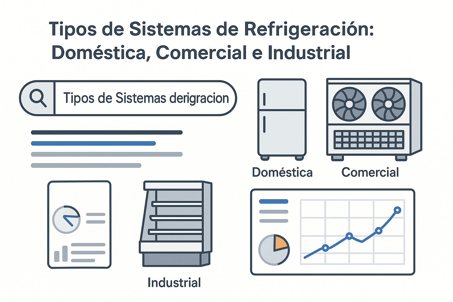 Ilustración sobre tipos sistemas refrigeracion